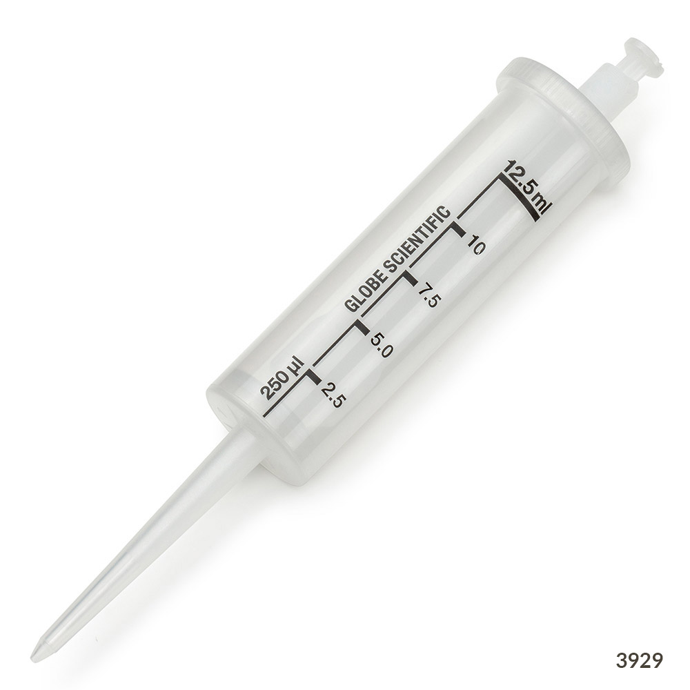 Globe Scientific RV-Pette PRO Dispenser Tip for Repeat Volume Pipettors, 12.5mL Repeater Pipet; Dispenser Tip; Syringe Tip; Dispenser Syringe; positive displacement